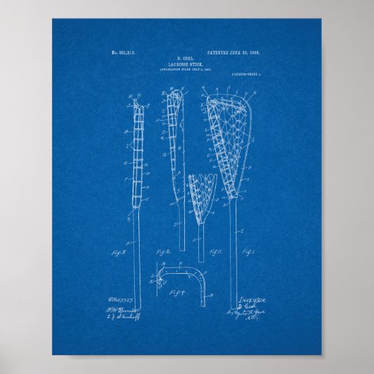 Lacrosse-Stock-Patent - Blueprint Poster (Vorne)
