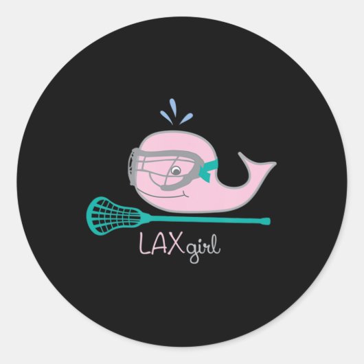 Lacrosse T-Shirts für Mädchen Rosa Whalemaske Runder Aufkleber (Vorderseite)