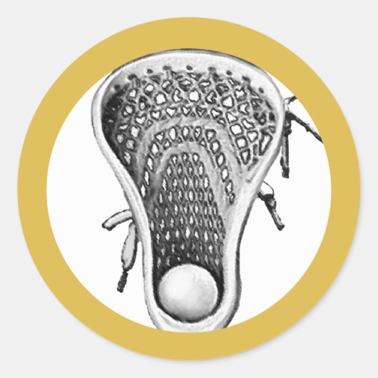 Lacrosse Team Gold Classic Round Sticker (Vorderseite)