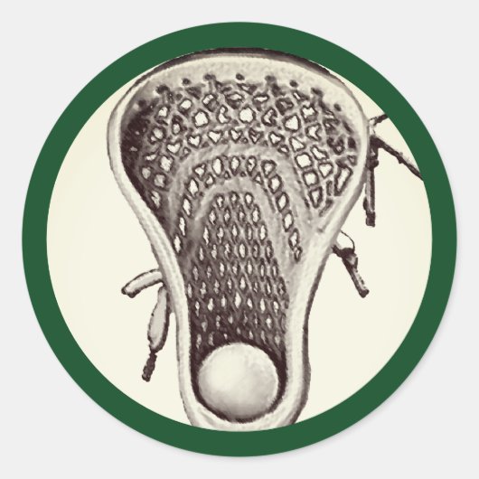 Lacrosse Team Green Classic Round Sticker (Vorderseite)