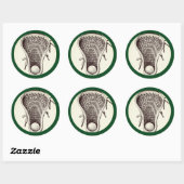 Lacrosse Team Green Classic Round Sticker (Blatt)