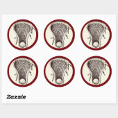 Lacrosse Team Maroon Classic Round Sticker (Blatt)