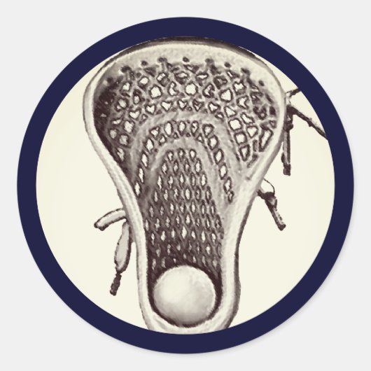 Lacrosse Team Navy-Blue Classic Round Sticker (Vorderseite)