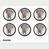 Lacrosse Team Navy-Blue Classic Round Sticker (Blatt)
