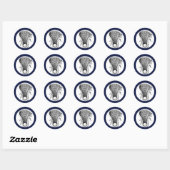 Lacrosse Team Navy Blue Classic Round Sticker (Blatt)