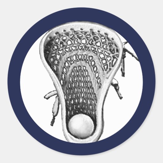 Lacrosse Team Navy Blue Classic Round Sticker (Vorderseite)