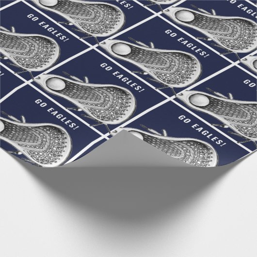 Lacrosse Team Navy Blue Geschenkpapier (Ecke)