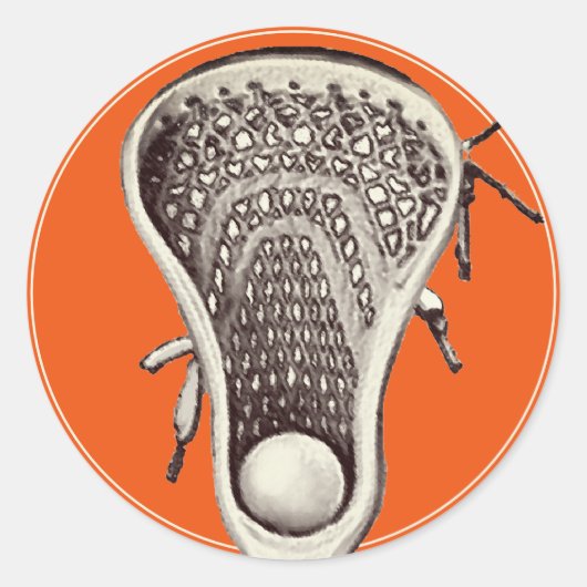 Lacrosse Team Orange Classic Round Sticker (Vorderseite)
