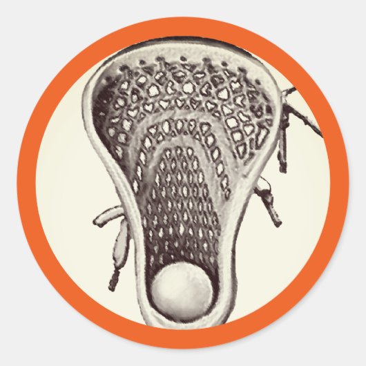 Lacrosse Team Orange Classic Round Sticker (Vorderseite)
