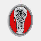 Lacrosse Team Red Personalisiert Keramik Ornament (Rechts)