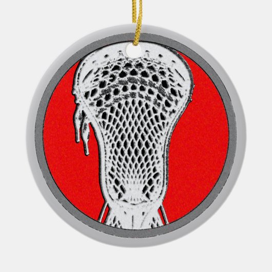 Lacrosse Team Red Personalisiert Keramik Ornament (Vorne)