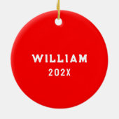 Lacrosse Team Red Personalisiert Keramik Ornament (Hinten)