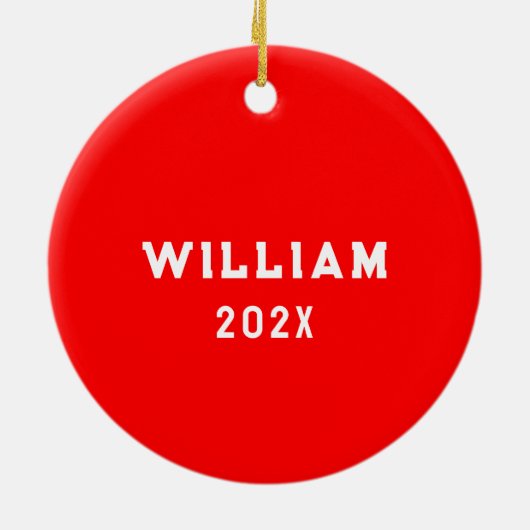 Lacrosse Team Red Personalisiert Keramik Ornament (Hinten)