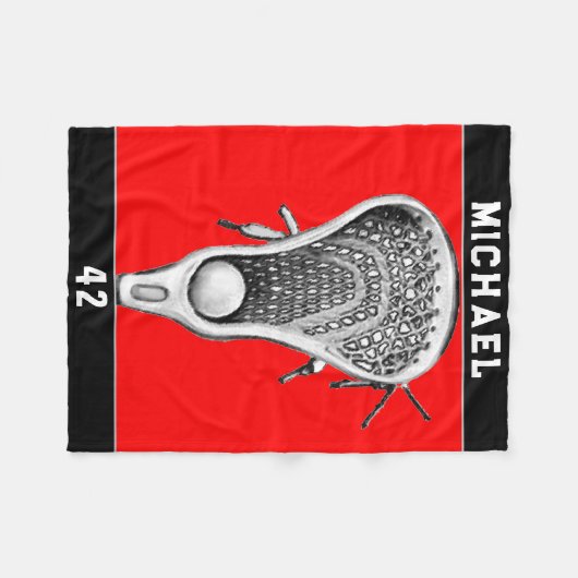 Lacrosse Team Red Sports Fleecedecke (Vorderseite (Horizontal))