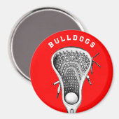 Lacrosse-Team Rot Sportgeschenk Magnet (Vorderseite/Rückseite)