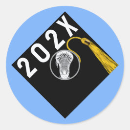 Lacrosse Team Senior Night Light Blue Square Stick Runder Aufkleber