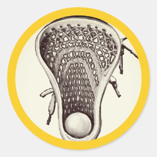 Lacrosse Team Yellow Classic Round Sticker (Vorderseite)