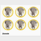 Lacrosse Team Yellow Classic Round Sticker (Blatt)
