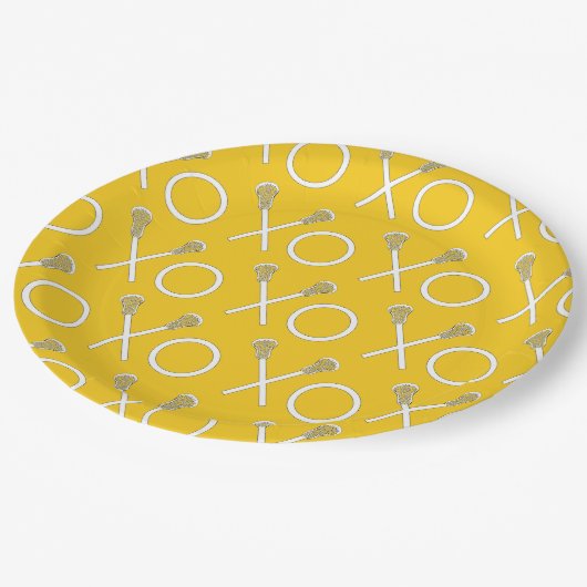 Lacrosse Team Yellow Pappteller (Schrägansicht)