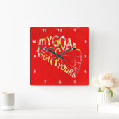 Lacrosse-Tormann-Masken-Wort-Kunst-Uhr Quadratische Wanduhr (Zuhause)