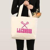 Lacrosse-Tragetaschen (rosa) Jumbo Stoffbeutel (Vorderseite (Produkt))