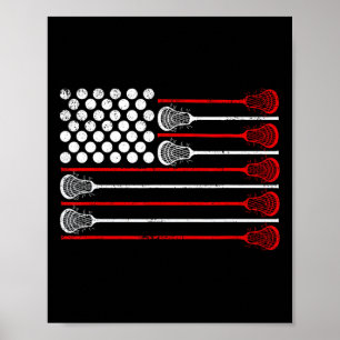 Lacrosse US-Flaggenlax Poster