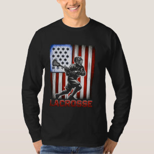 Lacrosse USA Flag Lax Men Women Boys Girls Vintag T-Shirt