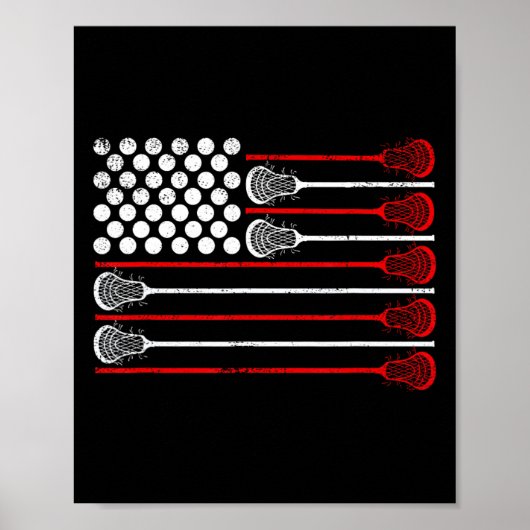 Lacrosse USA-Flagge Lax  Poster (Vorne)