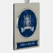 Lacrosse Vater Anpassbare Weihnachtsschmuck Banner-Ornament Silber (Rechts)