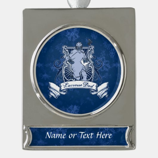 Lacrosse Vater Anpassbare Weihnachtsschmuck Banner-Ornament Silber (Vorderseite)