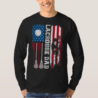 Lacrosse Vater Sport störte amerikanische Flagge 4 T-Shirt