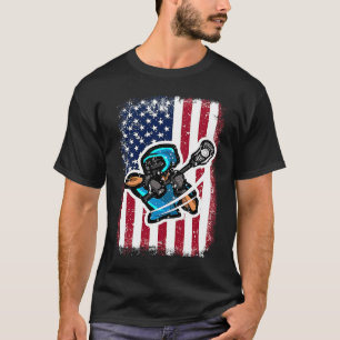 Lacrosse Vintage-Amerikanische-Flagge-Helm und Sti T-Shirt
