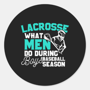 Lacrosse Was Männer während des Geschenks mit Jung Runder Aufkleber