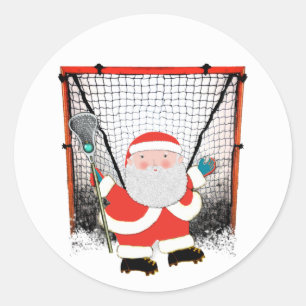 Lacrosse Weihnachtsfeiertag Runder Aufkleber