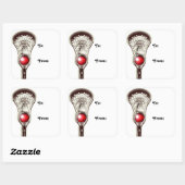 Lacrosse Weihnachtsgeschenke Tags Quadratischer Aufkleber (Blatt)