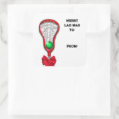 Lacrosse Weihnachtsgeschenke Tags Quadratischer Aufkleber (Tasche)