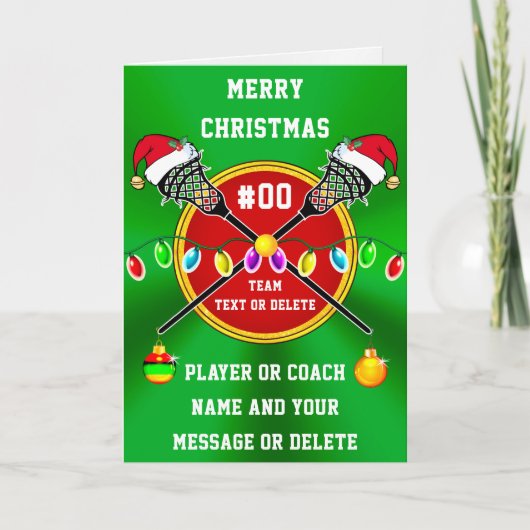 Lacrosse-Weihnachtskarten für Spieler oder Trainer Karte (Vorderseite)