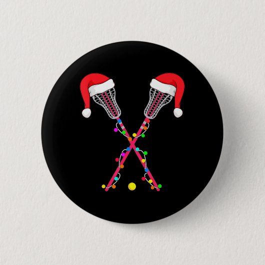 Lacrosse Weihnachtsmannmütze Weihnachtsbeleuchtung Button (Vorderseite)