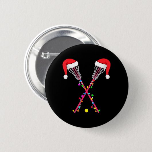 Lacrosse Weihnachtsmannmütze Weihnachtsbeleuchtung Button (Vorne & Hinten)