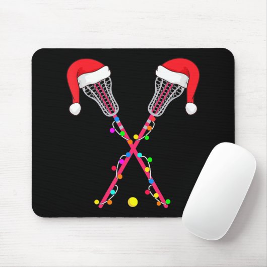 Lacrosse Weihnachtsmannmütze Weihnachtsbeleuchtung Mousepad (Mit Mouse)