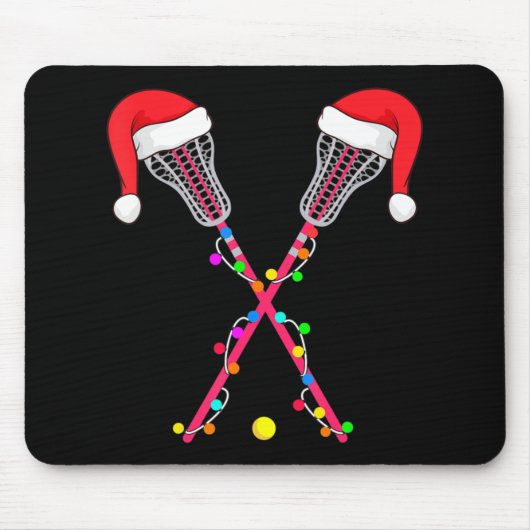 Lacrosse Weihnachtsmannmütze Weihnachtsbeleuchtung Mousepad (Vorne)
