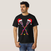 Lacrosse Weihnachtsmannmütze Weihnachtsbeleuchtung T-Shirt (Vorne ganz)
