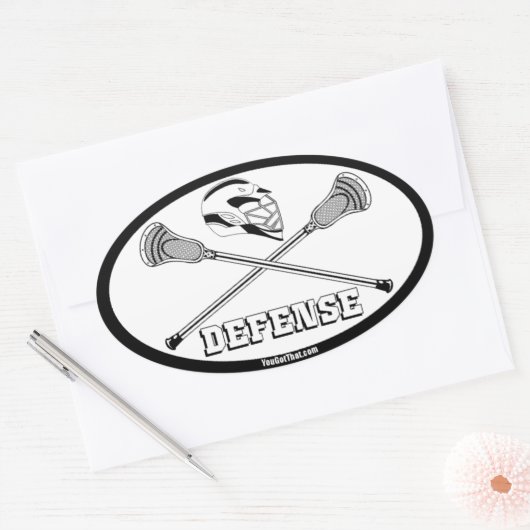 Lacrosse Weiße Sticks Verteidigung Ovaler Aufkleber (Umschlag)