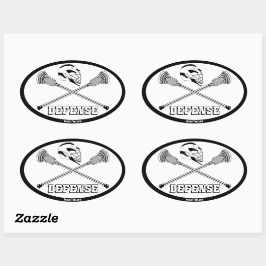 Lacrosse Weiße Sticks Verteidigung Ovaler Aufkleber (Blatt)