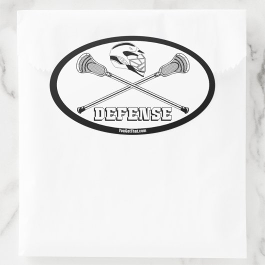 Lacrosse Weiße Sticks Verteidigung Ovaler Aufkleber (Tasche)