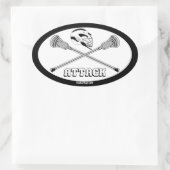 Lacrosse-White-Stangen-Angriff Ovaler Aufkleber (Tasche)