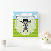 Lacrossejunge Quadratische Wanduhr (Zuhause)