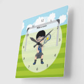 Lacrossejunge Quadratische Wanduhr (Winkel)