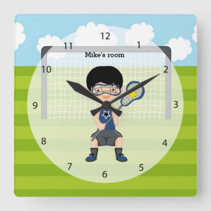 Lacrossejunge Quadratische Wanduhr