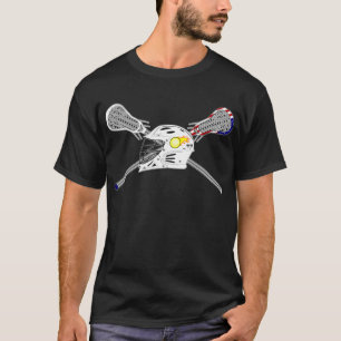Lacrossestöcke mit Sturzhelm T-Shirt